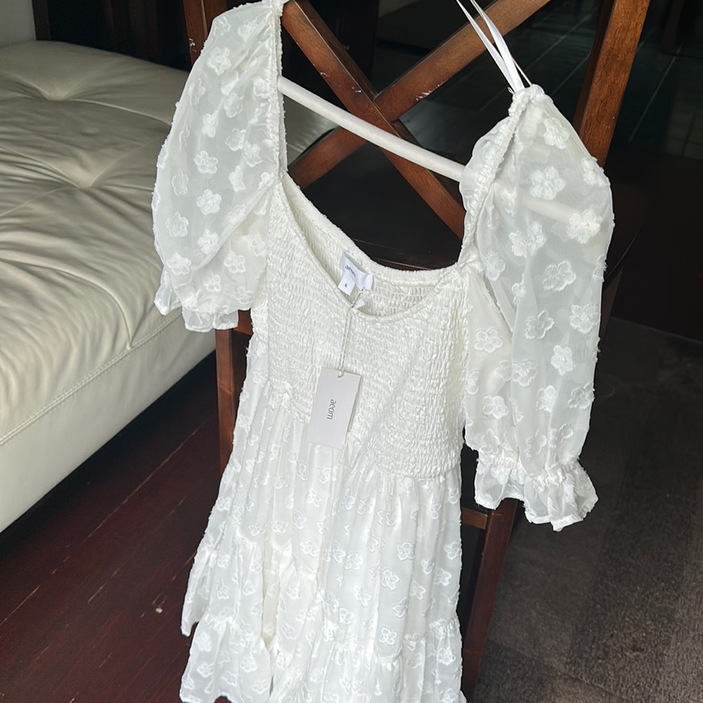 White dress with with flower details